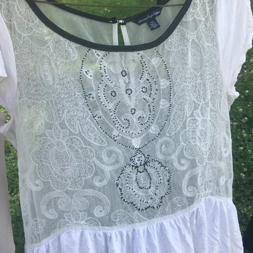 American Eagle Sheer Beaded Top